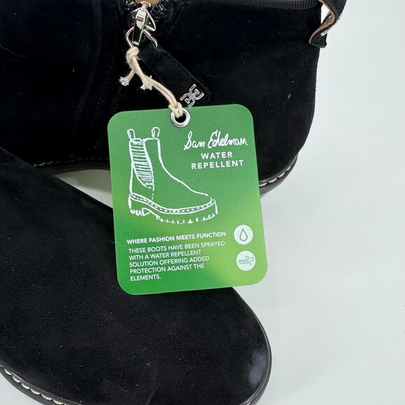 Sam Edelman Women's Black Suede Pryce Leather Heeled Ankle Booties Size 8 - Picture 7 of 12